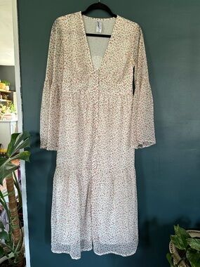 ASOS White Maxi Dress with Pink Floral Print